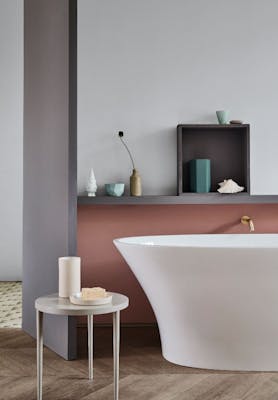 Dark Lead Colour & Blush Bathroom